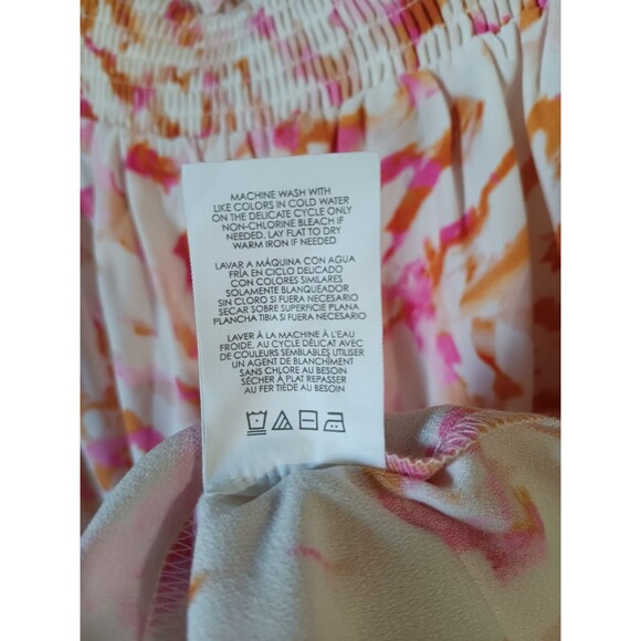Cabi Size Small 'Drop-Off' Multicolor Terracotta Pink Printed Smocked Blouse Top - Picture 7 of 8